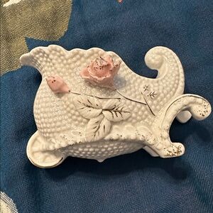 Dainty 1950s Thames Hand Painted Porcelain Trinket Dish Pink Roses #52/281 Japan